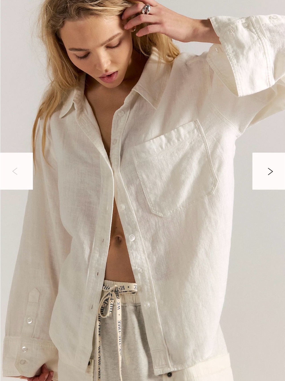 Free People Laurel Linen Button Down Top in *mint*